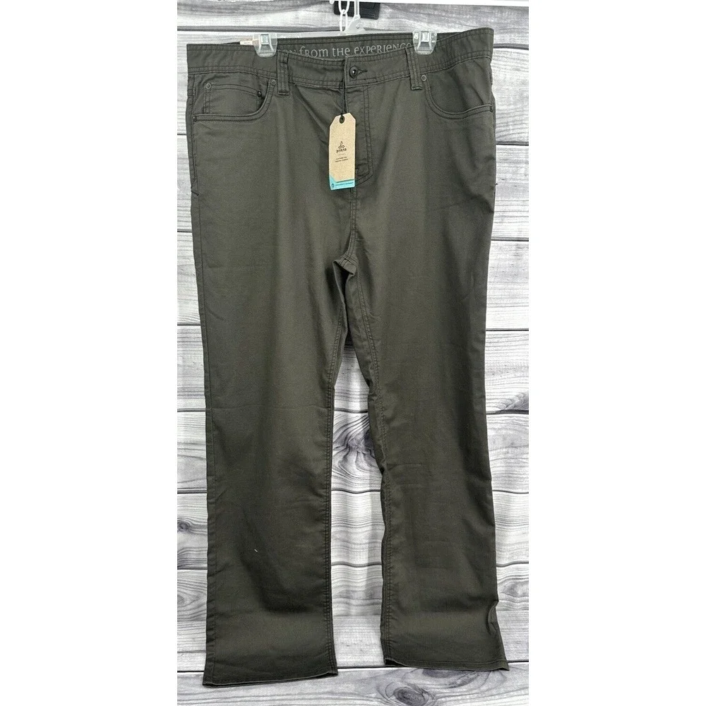 PRANA BRIDGER JEAN SLIM FIT STRAIGHT‎ LEG PANTS Men's Size 40 X 28 BLACK OLIVE